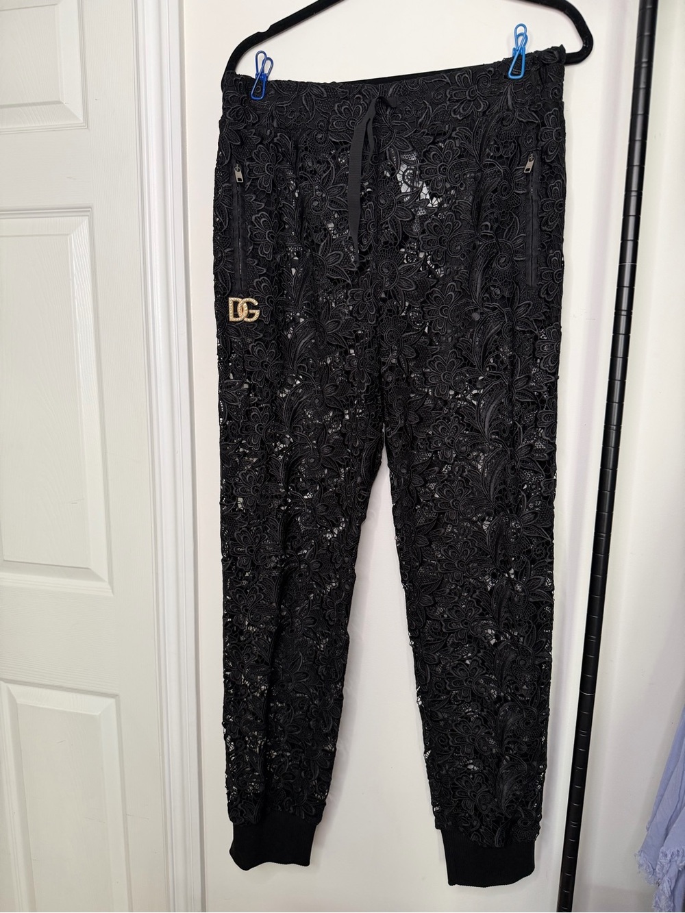 DG Embellished Black Lace Joggers